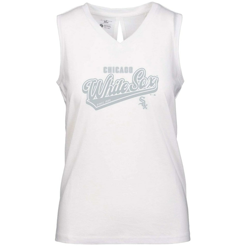 Chicago White Sox Levelwear Women's  Paisley Sweep V-Neck Tank Top - White Tanks