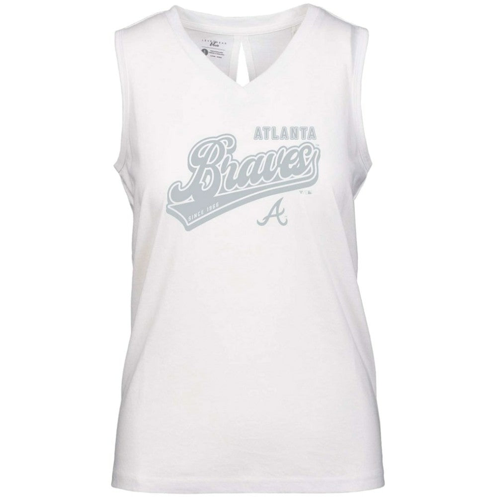 Atlanta Braves Levelwear Women's  Paisley Sweep V-Neck Tank Top - White Tanks
