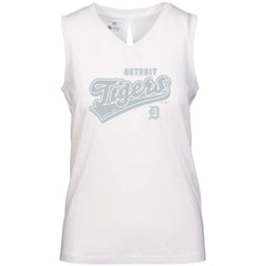 Detroit Tigers Levelwear Women's  Paisley Sweep V-Neck Tank Top - White Tanks