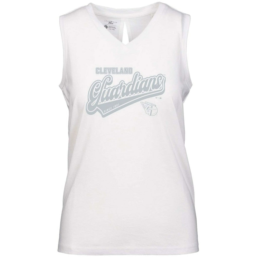 Cleveland Guardians Levelwear Women's  Paisley Sweep V-Neck Tank Top - White Tanks