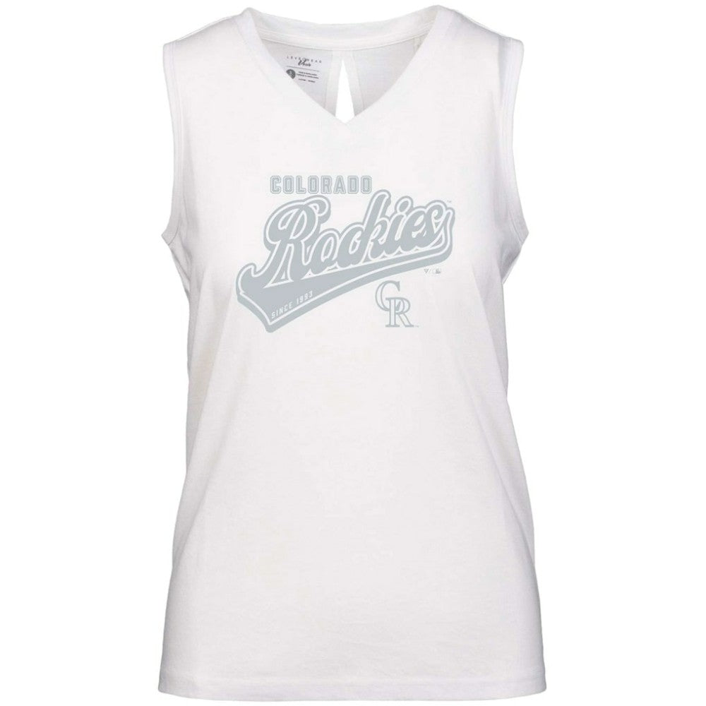 Colorado Rockies Levelwear Women's  Paisley Sweep V-Neck Tank Top - White Tanks