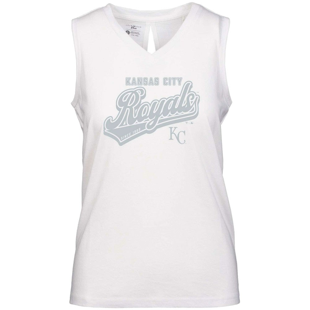Kansas City Royals Levelwear Women's  Paisley Sweep V-Neck Tank Top - White Tanks
