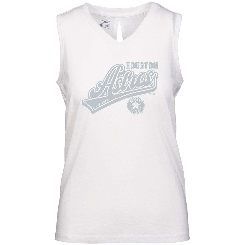 Houston Astros Levelwear Women's  Paisley Sweep V-Neck Tank Top - White Tanks