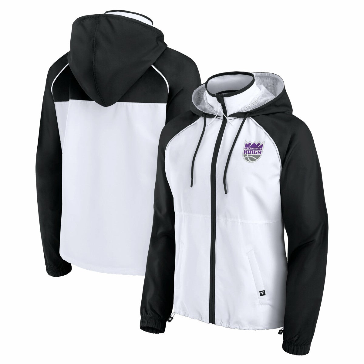 Sacramento Kings Women's Anorak Raglan Full-Zip Hoodie Jacket White/Black