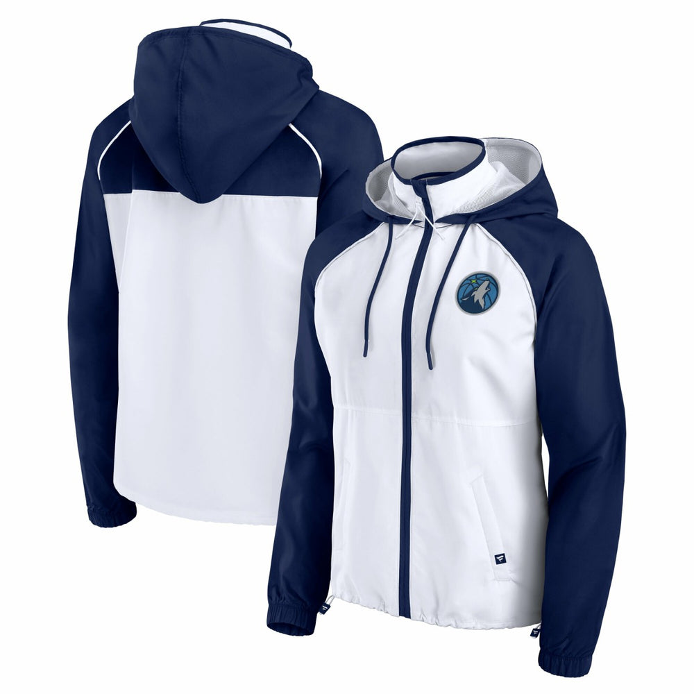 Minnesota Timberwolves Women's Anorak Raglan Full-Zip Hoodie Jacket White/Navy
