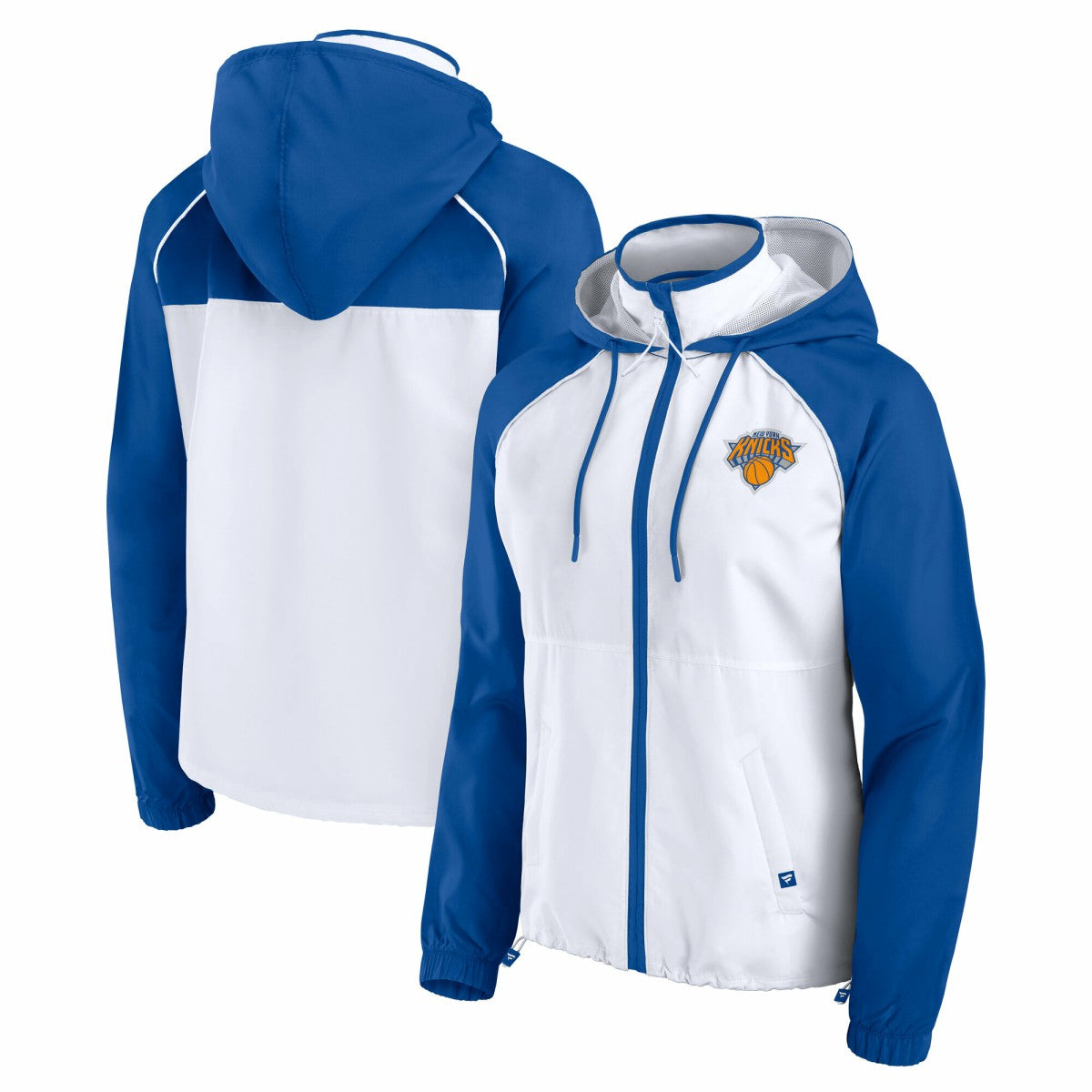 New York Knicks Women's Anorak Raglan Full-Zip Hoodie Jacket White/Blue