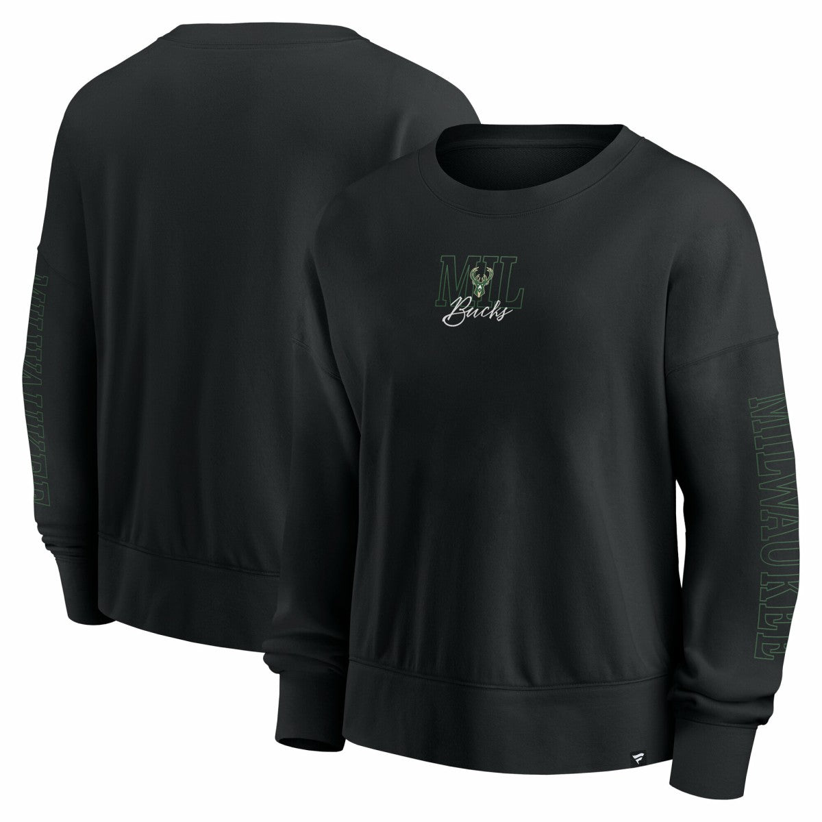 Milwaukee Bucks Women's Oversized Game Day Pullover Sweatshirt Black