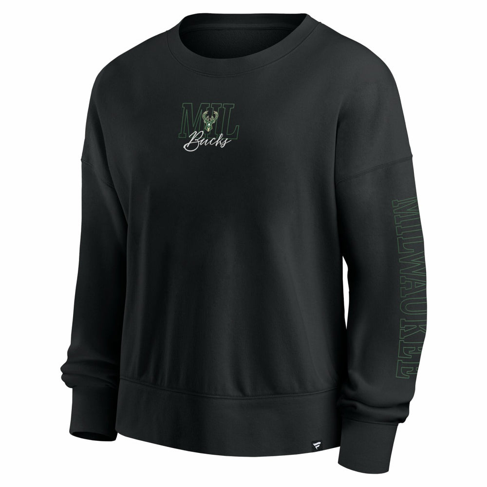 Milwaukee Bucks Women's Oversized Game Day Pullover Sweatshirt Black