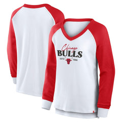 Chicago Bulls Women's Open Lane Waffle Long Sleeve V-Neck T-Shirt White