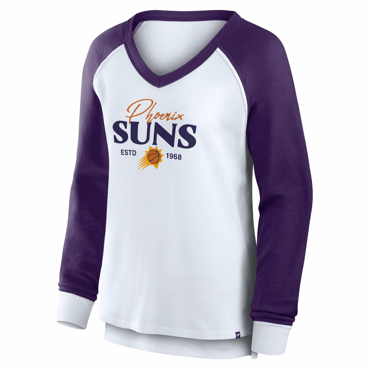 Phoenix Suns Women's Open Lane Waffle Long Sleeve V-Neck T-Shirt White