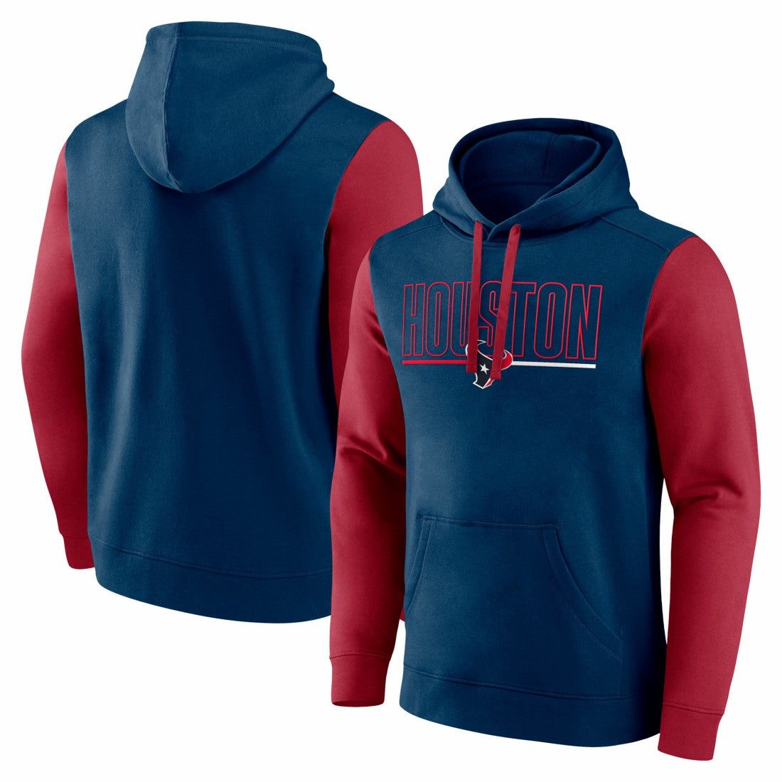 Houston Texans Outline Pullover Hoodie Navy/Red