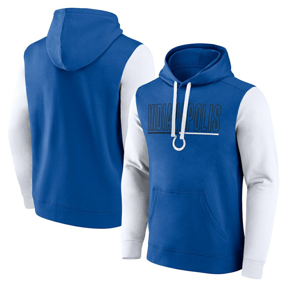 Indianapolis Colts Outline Pullover Hoodie Royal/White