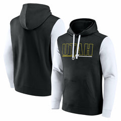 Utah Jazz Logo Athletic Outline Colorblock Pullover Hoodie Black