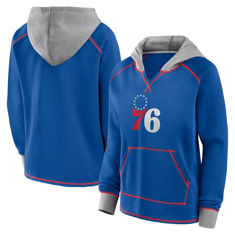 Philadelphia 76ers Logo Athletic Women's Boom Pullover Hoodie Royal
