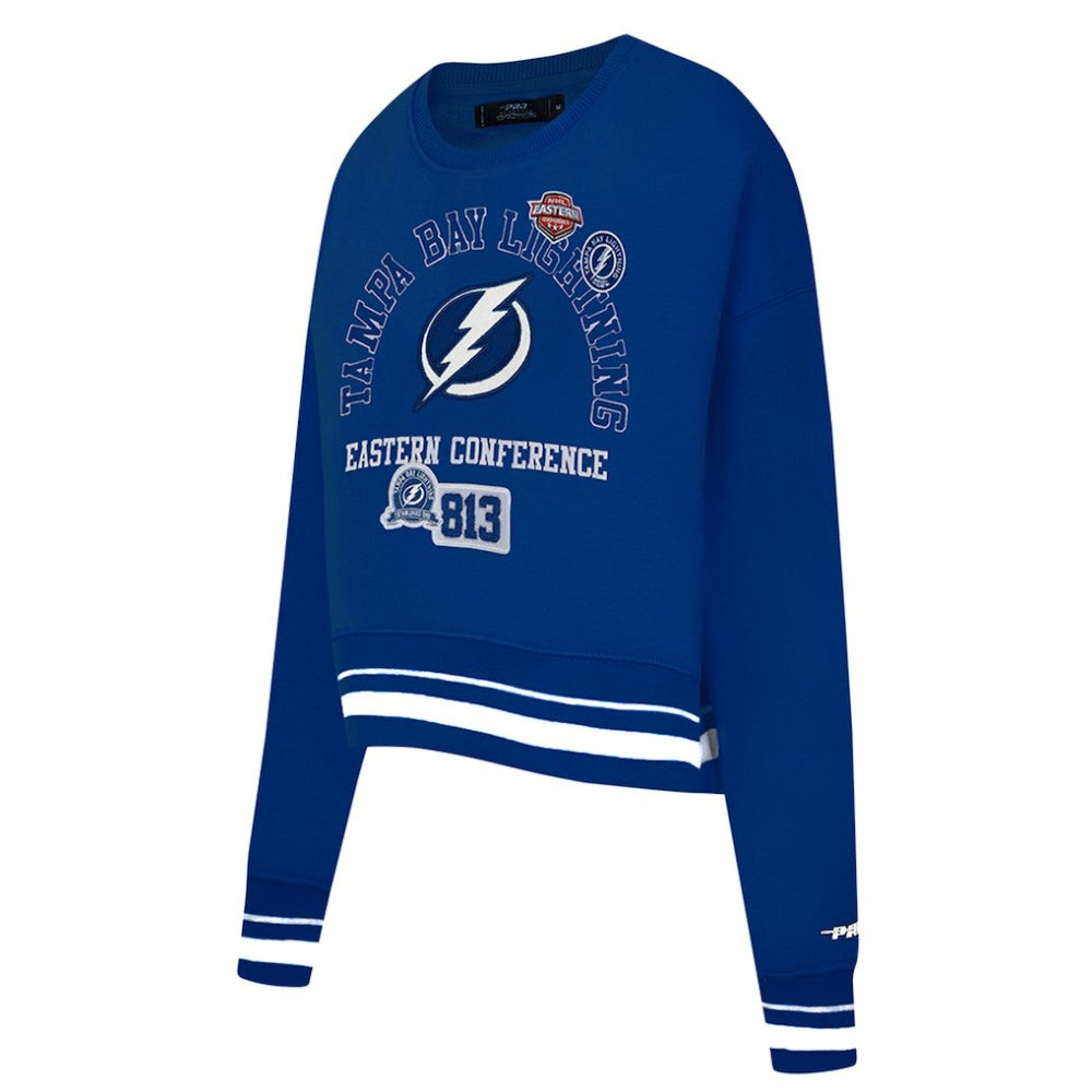NHL Tampa Bay Lightning Pro Standard Women's Area Code Cropped Pullover Sweatshirt - Blue