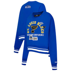 NHL St. Louis Blues Pro Standard Women's Area Code Cropped Pullover Sweatshirt - Blue
