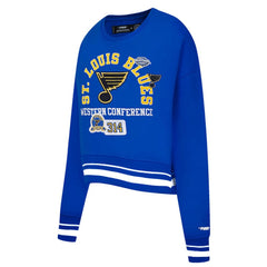 NHL St. Louis Blues Pro Standard Women's Area Code Cropped Pullover Sweatshirt - Blue