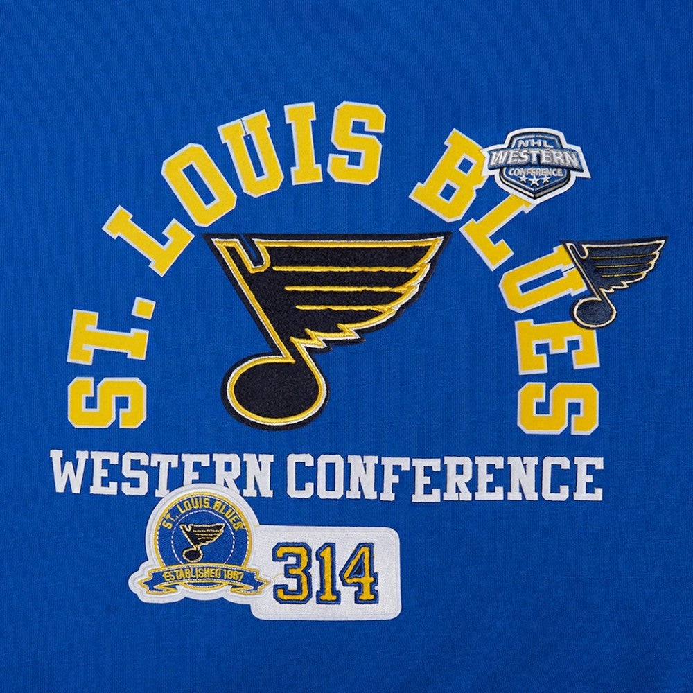 NHL St. Louis Blues Pro Standard Women's Area Code Cropped Pullover Sweatshirt - Blue