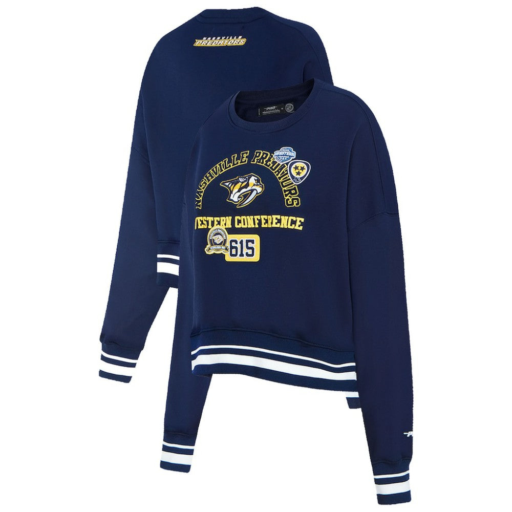 NHL Nashville Predators Pro Standard Women's Area Code Cropped Pullover Sweatshirt - Navy