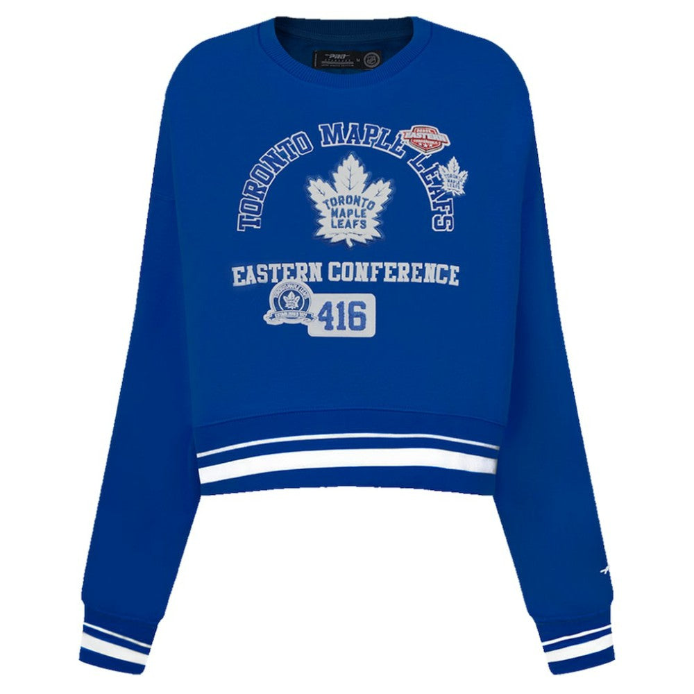 NHL Toronto Maple Leafs Pro Standard Women's Area Code Cropped Pullover Sweatshirt - Blue