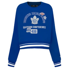 NHL Toronto Maple Leafs Pro Standard Women's Area Code Cropped Pullover Sweatshirt - Blue