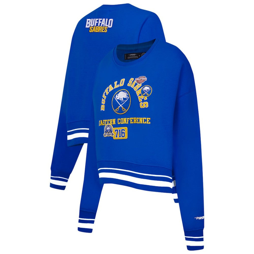 NHL Buffalo Sabres Pro Standard Women's Area Code Cropped Pullover Sweatshirt - Royal