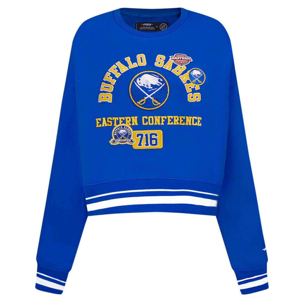 NHL Buffalo Sabres Pro Standard Women's Area Code Cropped Pullover Sweatshirt - Royal