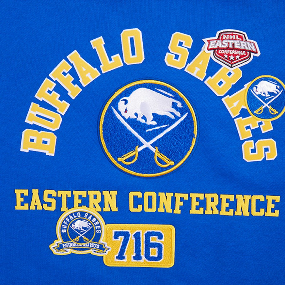 NHL Buffalo Sabres Pro Standard Women's Area Code Cropped Pullover Sweatshirt - Royal