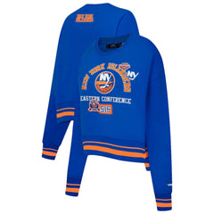 NHL New York Islanders Pro Standard Women's Area Code Cropped Pullover Sweatshirt - Royal