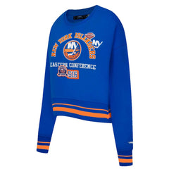 NHL New York Islanders Pro Standard Women's Area Code Cropped Pullover Sweatshirt - Royal