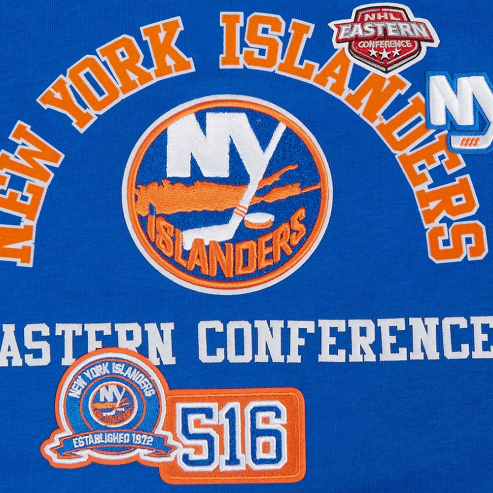 NHL New York Islanders Pro Standard Women's Area Code Cropped Pullover Sweatshirt - Royal