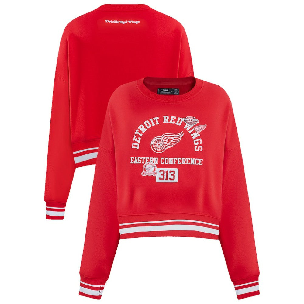 NHL Detroit Red Wings Pro Standard Women's Area Code Cropped Pullover Sweatshirt - Red