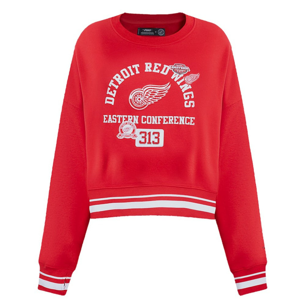 NHL Detroit Red Wings Pro Standard Women's Area Code Cropped Pullover Sweatshirt - Red