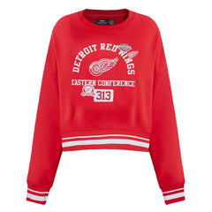 NHL Detroit Red Wings Pro Standard Women's Area Code Cropped Pullover Sweatshirt - Red
