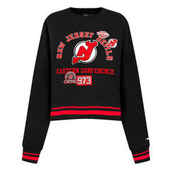 NHL New Jersey Devils Pro Standard Women's Area Code Cropped Pullover Sweatshirt - Black