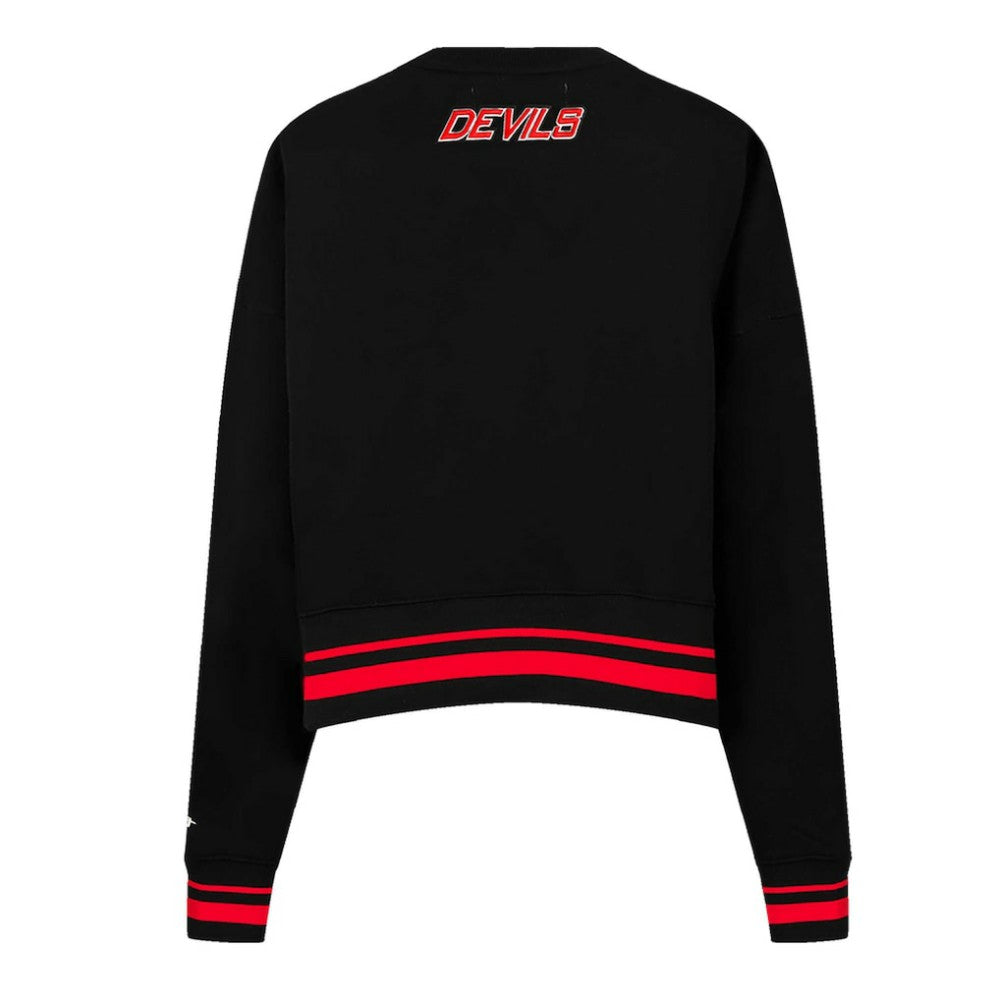 NHL New Jersey Devils Pro Standard Women's Area Code Cropped Pullover Sweatshirt - Black
