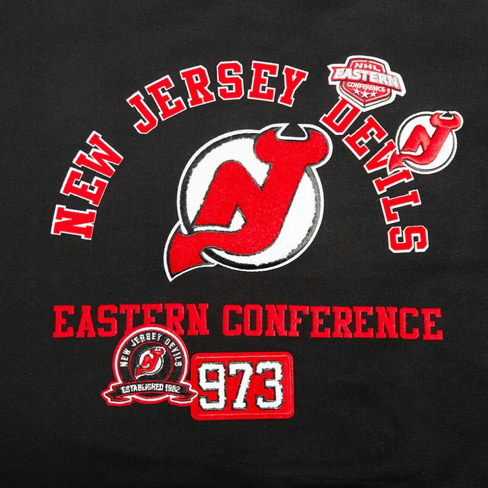 NHL New Jersey Devils Pro Standard Women's Area Code Cropped Pullover Sweatshirt - Black