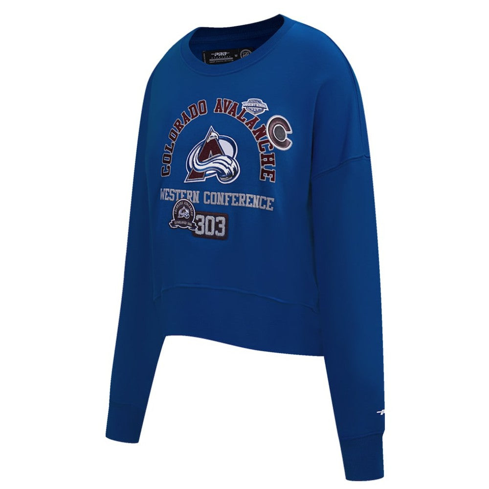 NHL Colorado Avalanche Pro Standard Women's Area Code Cropped Pullover Sweatshirt - Blue