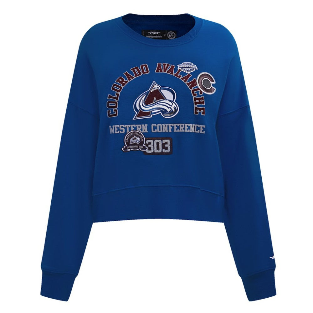 NHL Colorado Avalanche Pro Standard Women's Area Code Cropped Pullover Sweatshirt - Blue