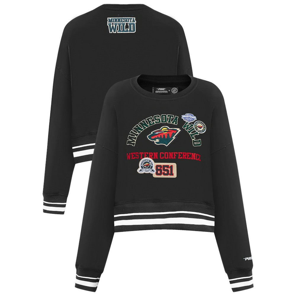 NHL Minnesota Wild Pro Standard Women's Area Code Cropped Pullover Sweatshirt - Black