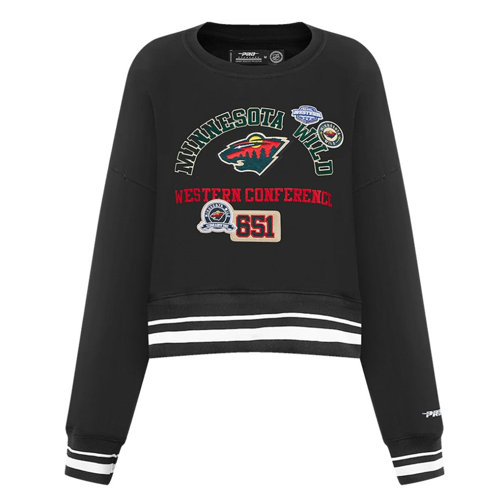 NHL Minnesota Wild Pro Standard Women's Area Code Cropped Pullover Sweatshirt - Black