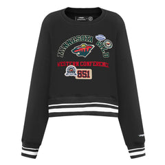NHL Minnesota Wild Pro Standard Women's Area Code Cropped Pullover Sweatshirt - Black