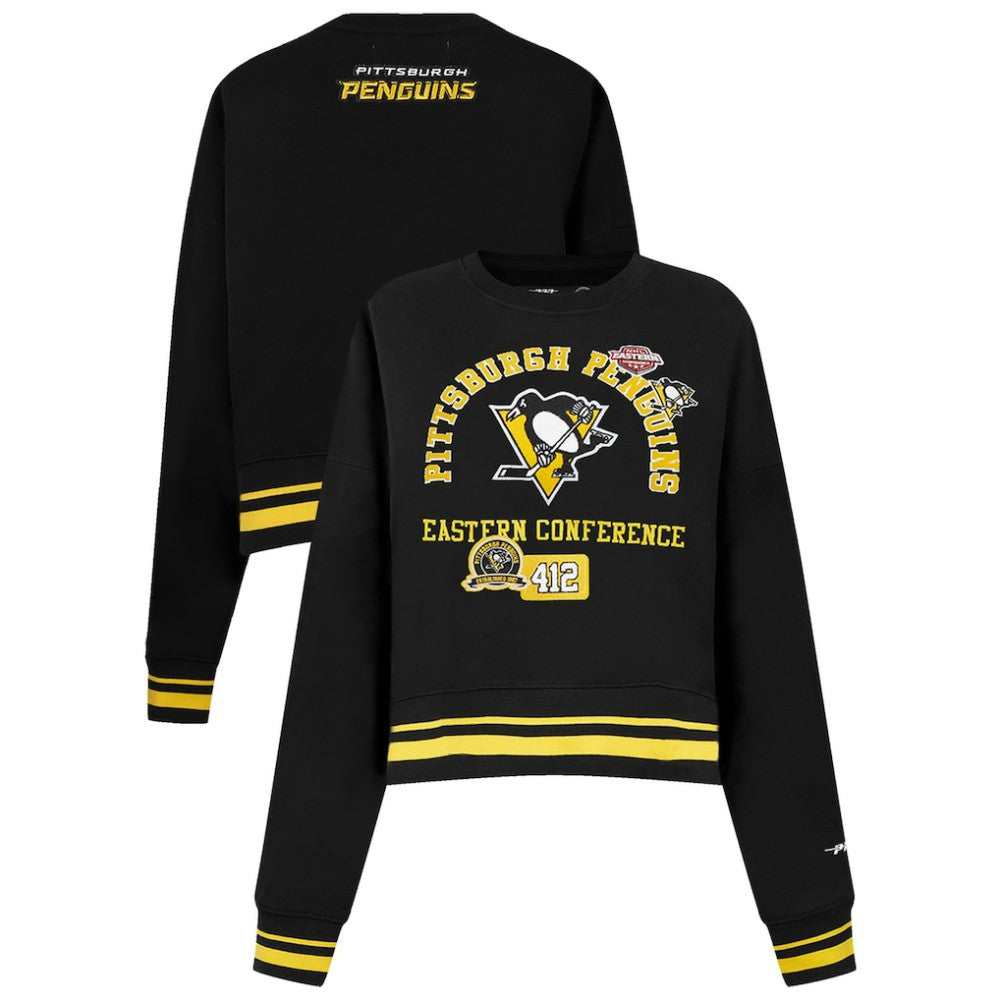 NHL Pittsburgh Penguins Pro Standard Women's Area Code Cropped Pullover Sweatshirt - Black