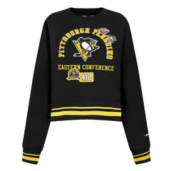 NHL Pittsburgh Penguins Pro Standard Women's Area Code Cropped Pullover Sweatshirt - Black