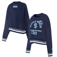 NHL Seattle Kraken Pro Standard Women's Area Code Cropped Pullover Sweatshirt - Deep Sea Blue