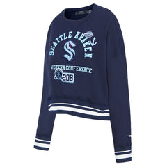 NHL Seattle Kraken Pro Standard Women's Area Code Cropped Pullover Sweatshirt - Deep Sea Blue