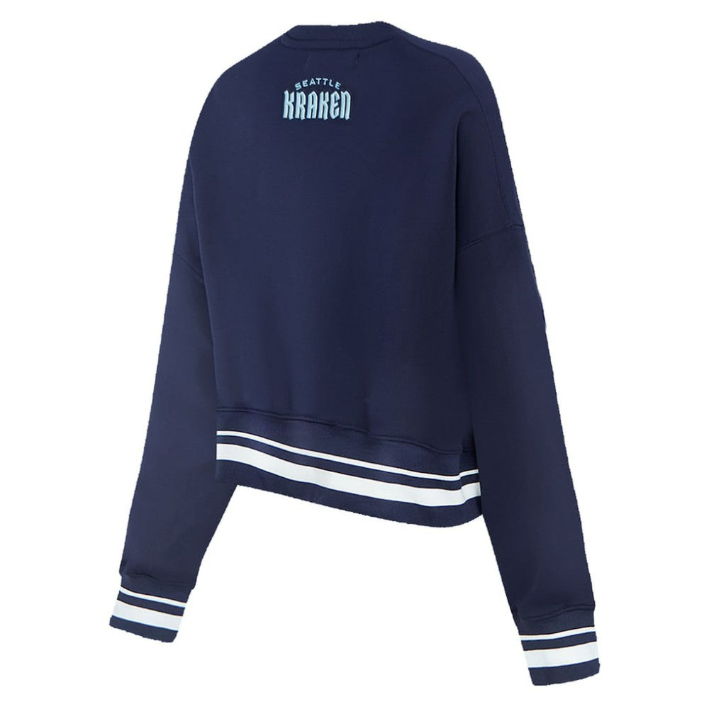 NHL Seattle Kraken Pro Standard Women's Area Code Cropped Pullover Sweatshirt - Deep Sea Blue