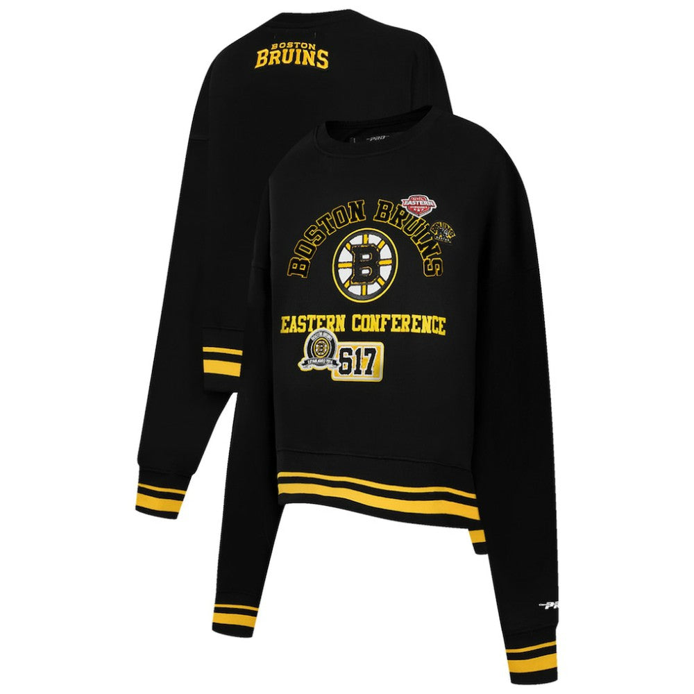NHL Boston Bruins Pro Standard Women's Area Code Cropped Pullover Sweatshirt - Black