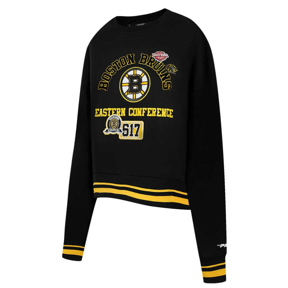 NHL Boston Bruins Pro Standard Women's Area Code Cropped Pullover Sweatshirt - Black