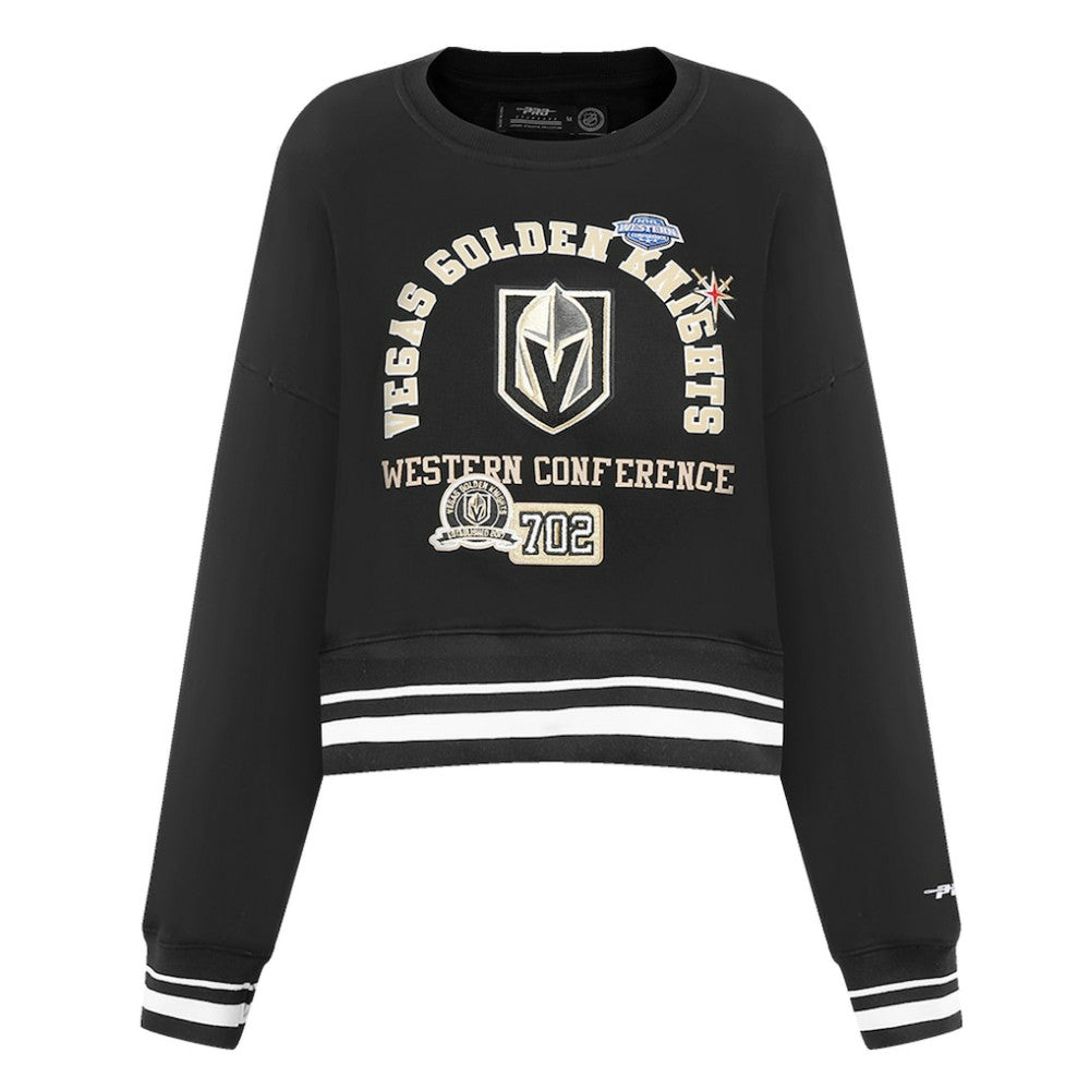 NHL Vegas Golden Knights Pro Standard Women's Area Code Cropped Pullover Sweatshirt - Black